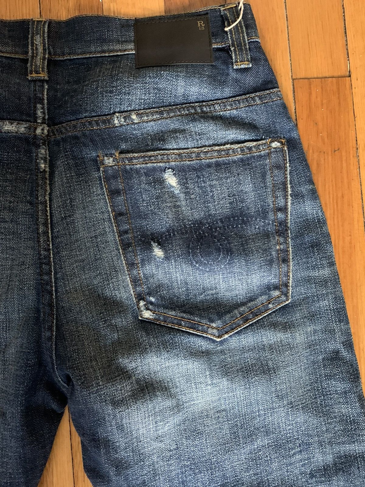 R13 $600+ Boy jeans, ripped, distressed, Italy, Japanese denim Size US 32 / EU 48 - 12 Thumbnail