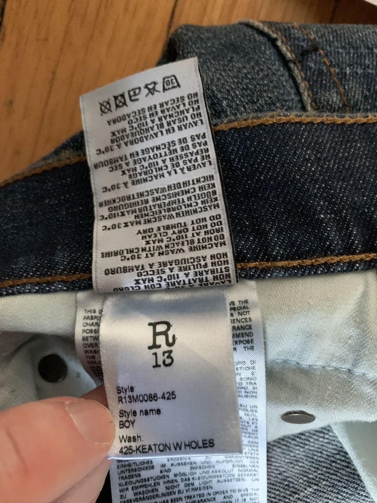 R13 $600+ Boy jeans, ripped, distressed, Italy, Japanese denim Size US 32 / EU 48 - 16 Thumbnail