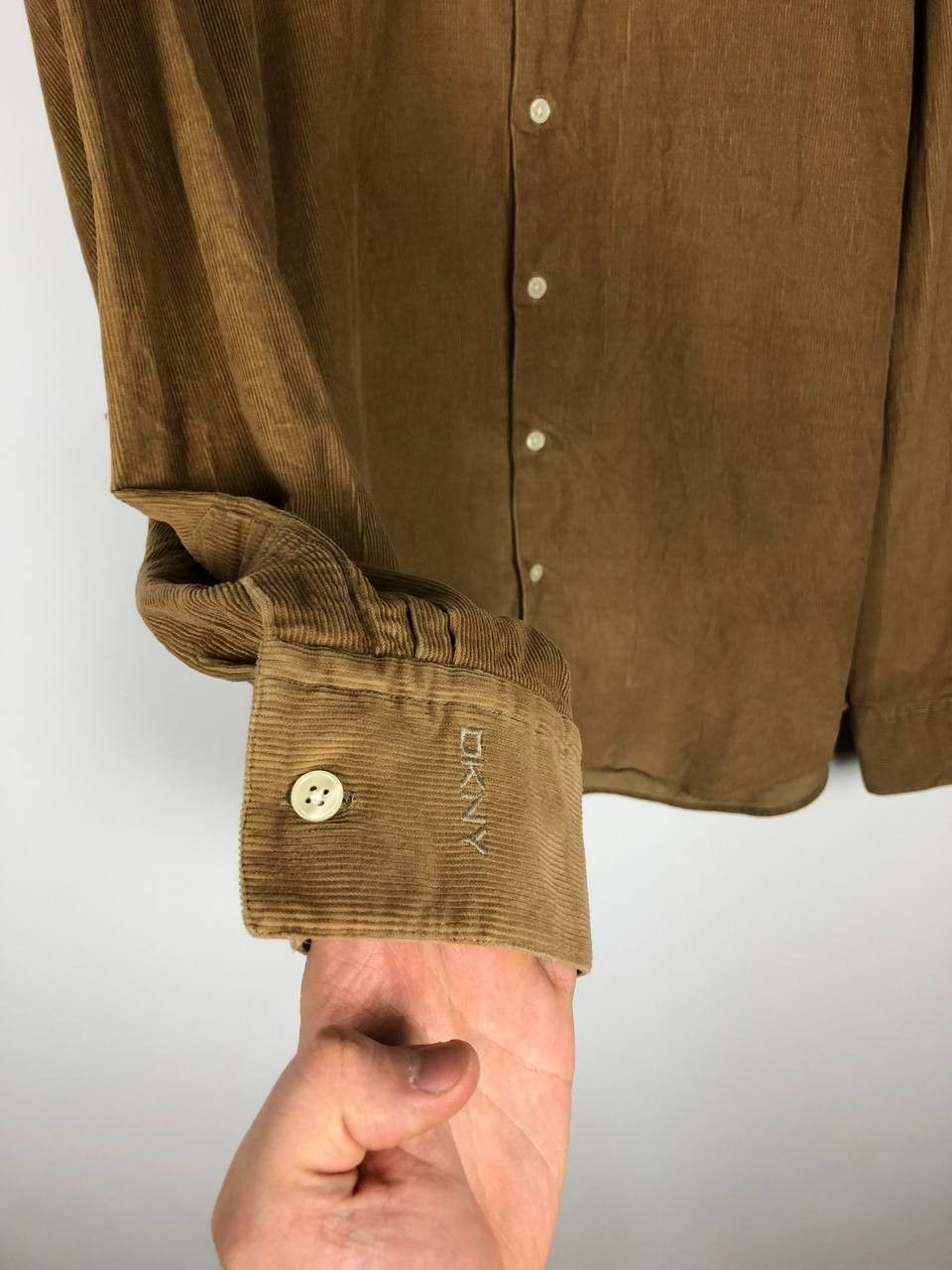 DKNY DKNY Corduroy Casual Shirt Brown size M Size US M / EU 48-50 / 2 - 6 Thumbnail