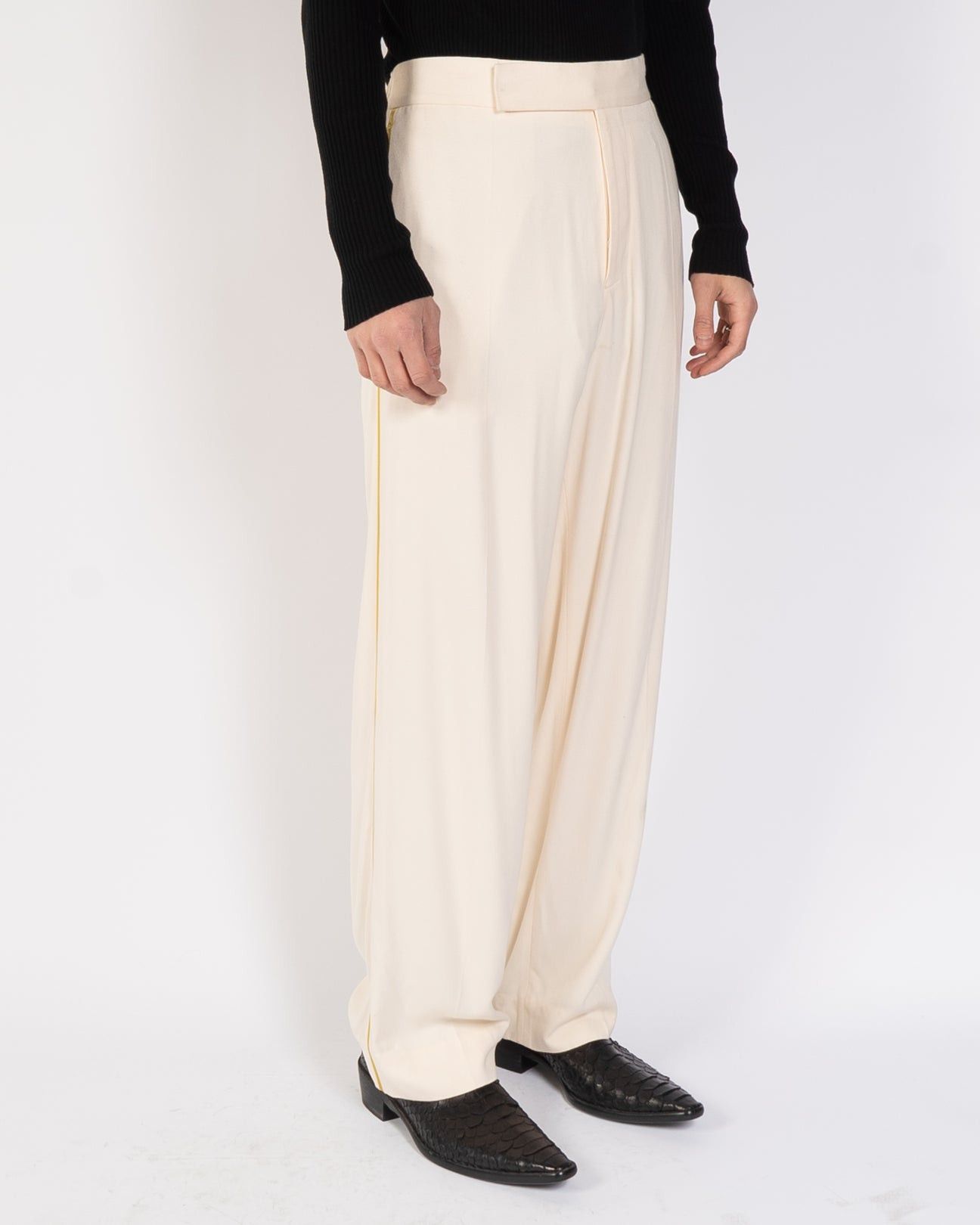 Haider Ackermann SS19 Beige Side Striped Viscose Trousers Size US 32 / EU 48 - 2 Thumbnail