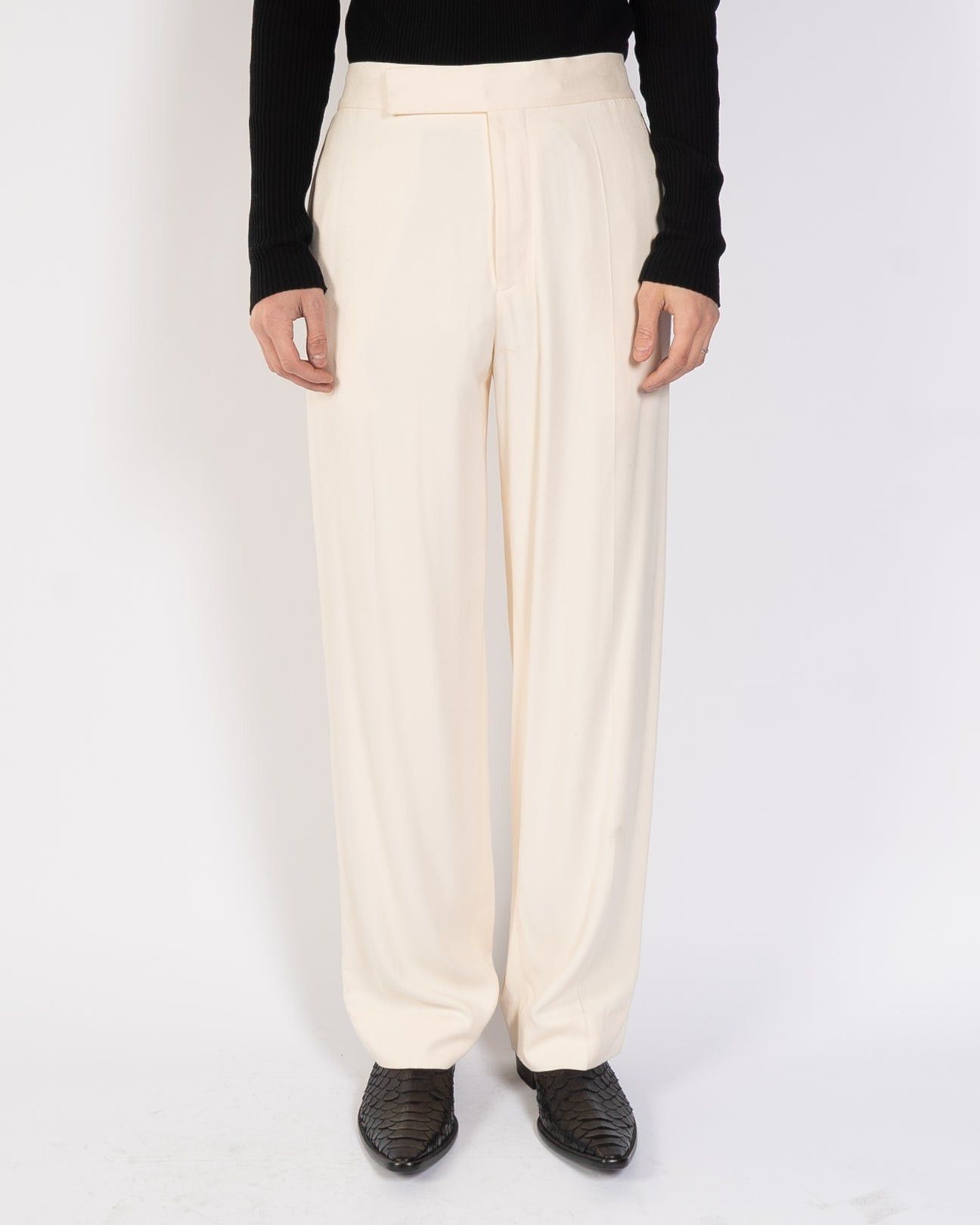 image of Haider Ackermann Ss19 Beige Side Striped Viscose Trousers, Men's (Size 32)