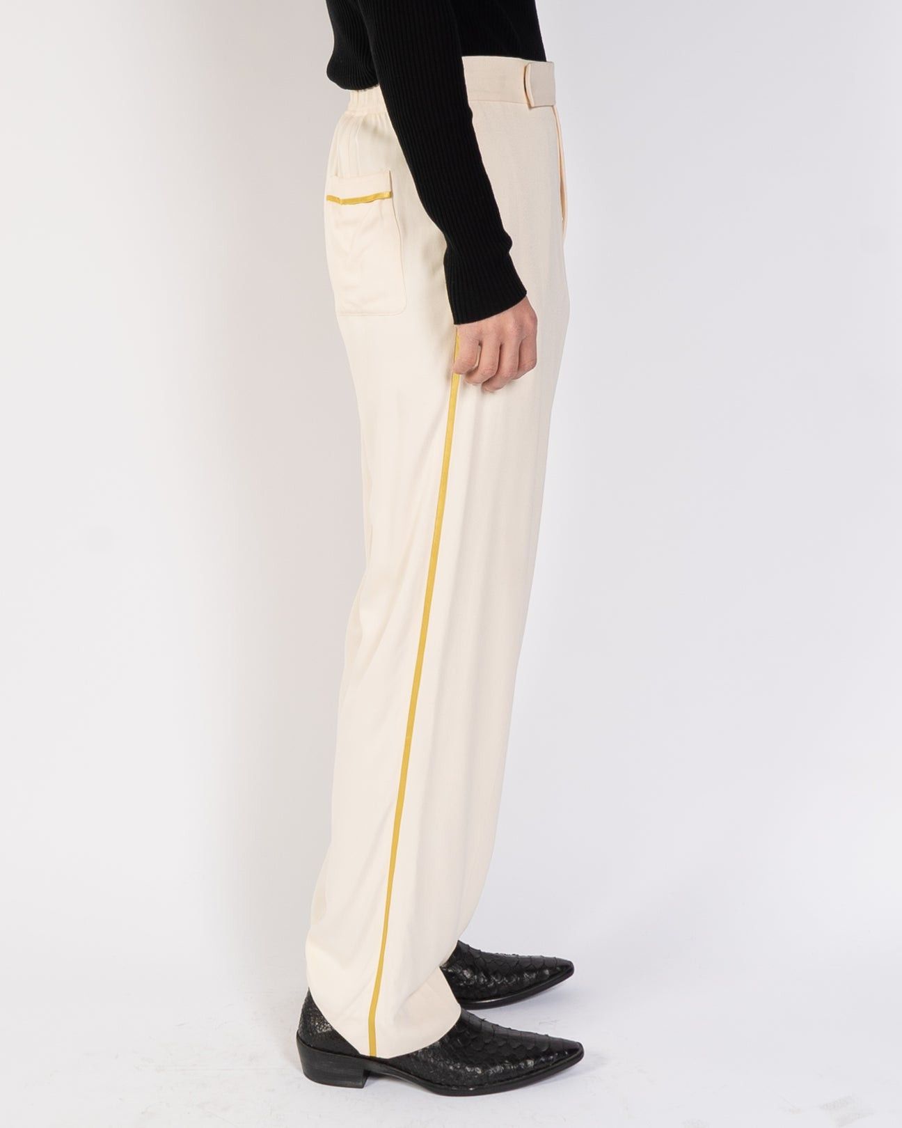 Haider Ackermann SS19 Beige Side Striped Viscose Trousers Size US 32 / EU 48 - 3 Thumbnail