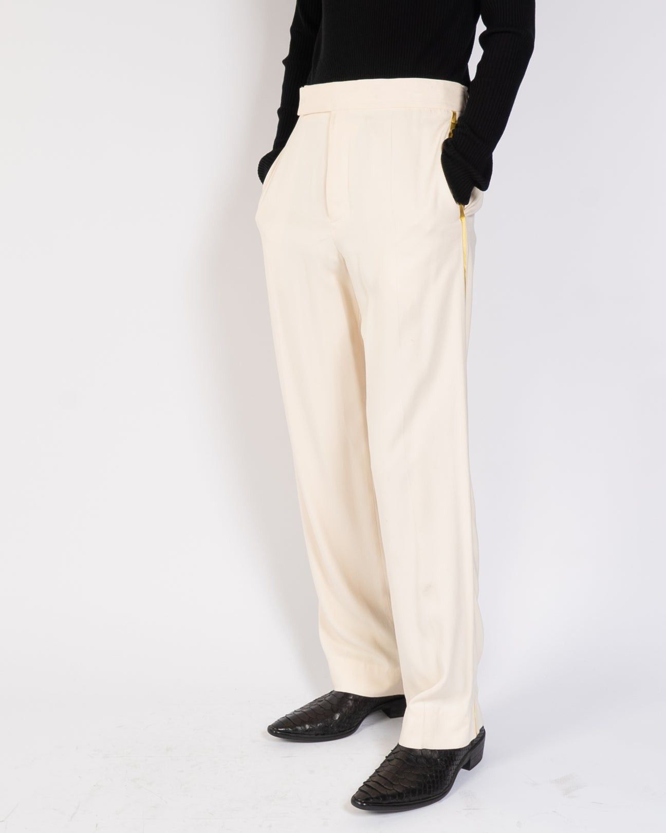 Haider Ackermann SS19 Beige Side Striped Viscose Trousers Size US 28 / EU 44 - 6 Thumbnail