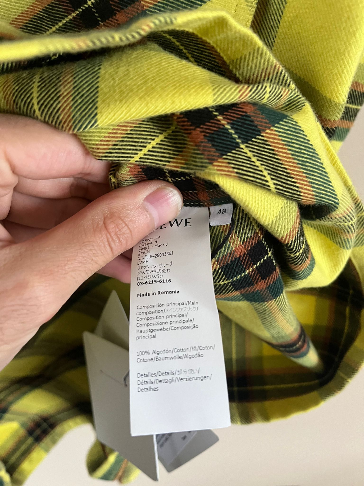 Loewe Check Flannel Shirt in Yellow Black Size US M / EU 48-50 / 2 - 16 Thumbnail