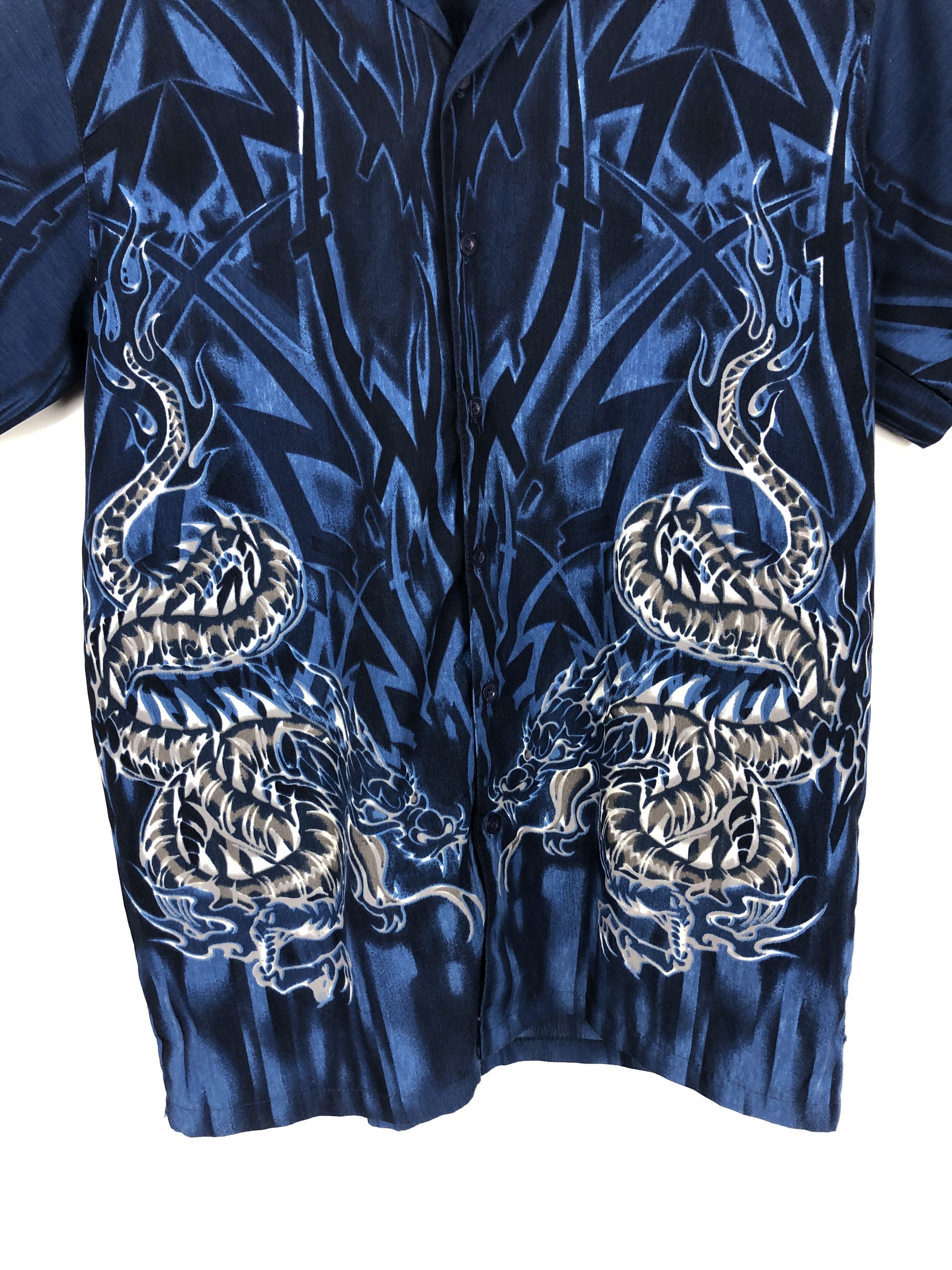 Vintage Vintage Dragon Flame Shirt Ornament Fullprint Navy size S Size US S / EU 44-46 / 1 - 3 Thumbnail