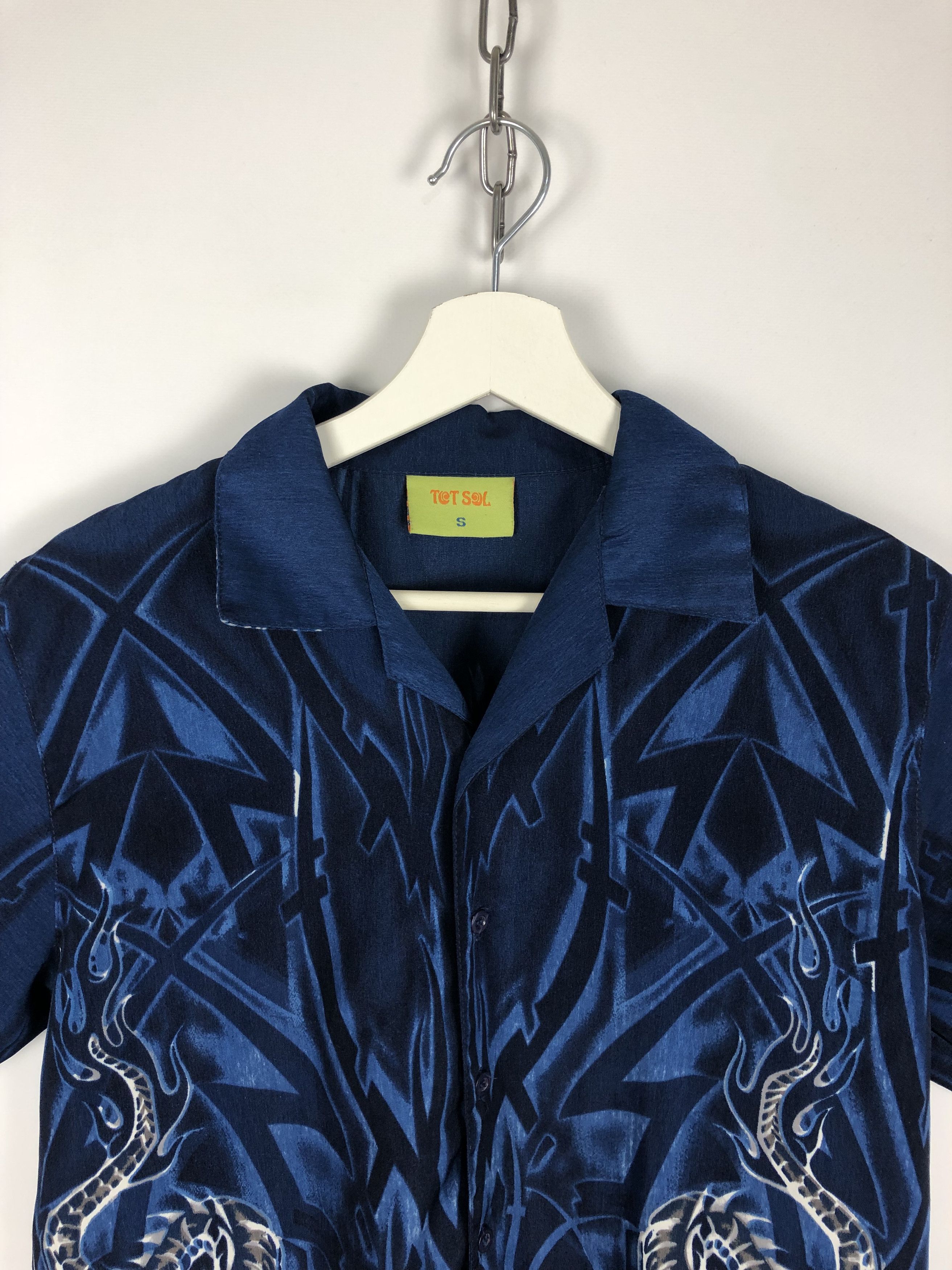 Vintage Vintage Dragon Flame Shirt Ornament Fullprint Navy size S Size US S / EU 44-46 / 1 - 2 Thumbnail