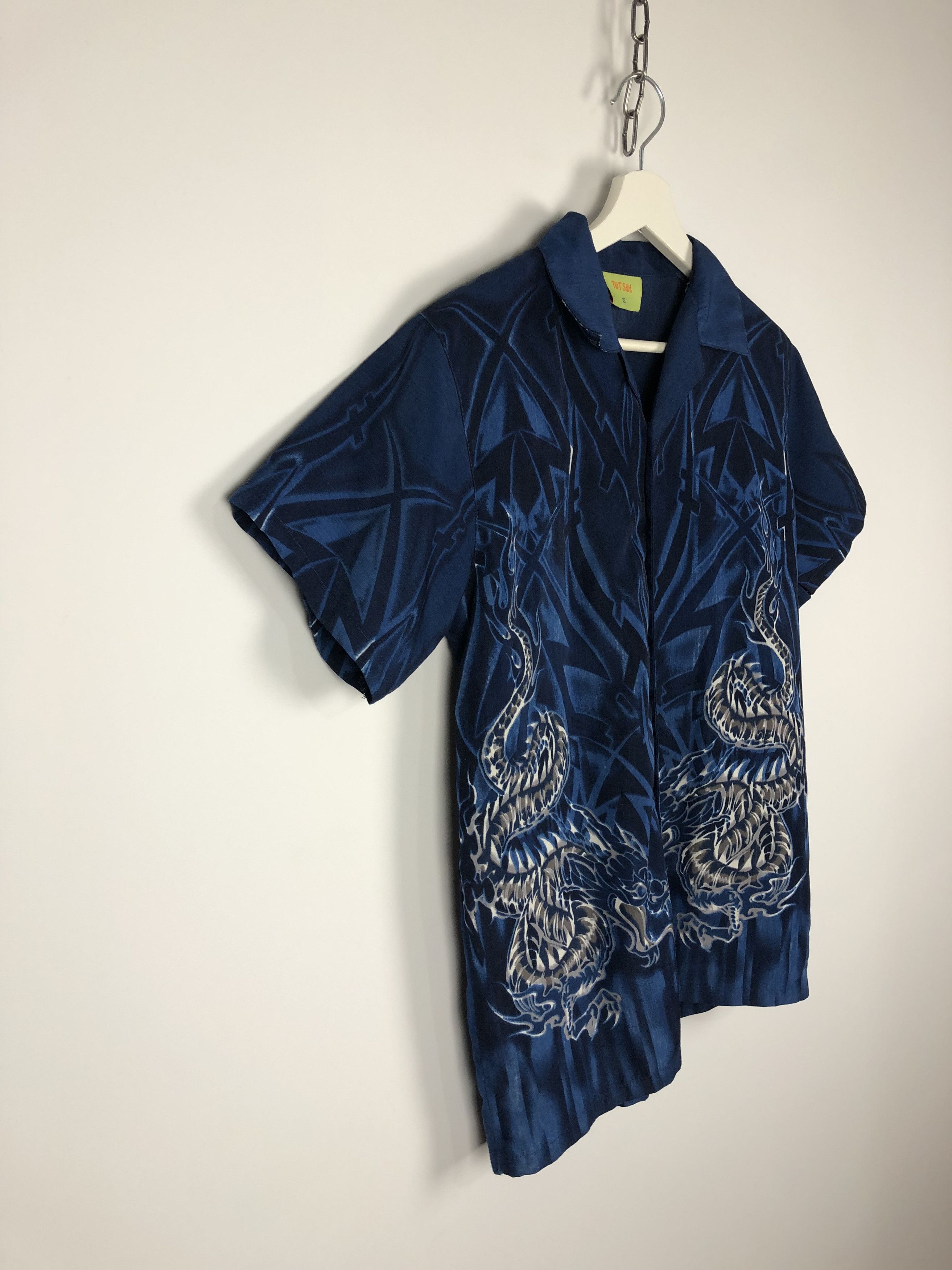 Vintage Vintage Dragon Flame Shirt Ornament Fullprint Navy size S Size US S / EU 44-46 / 1 - 4 Thumbnail