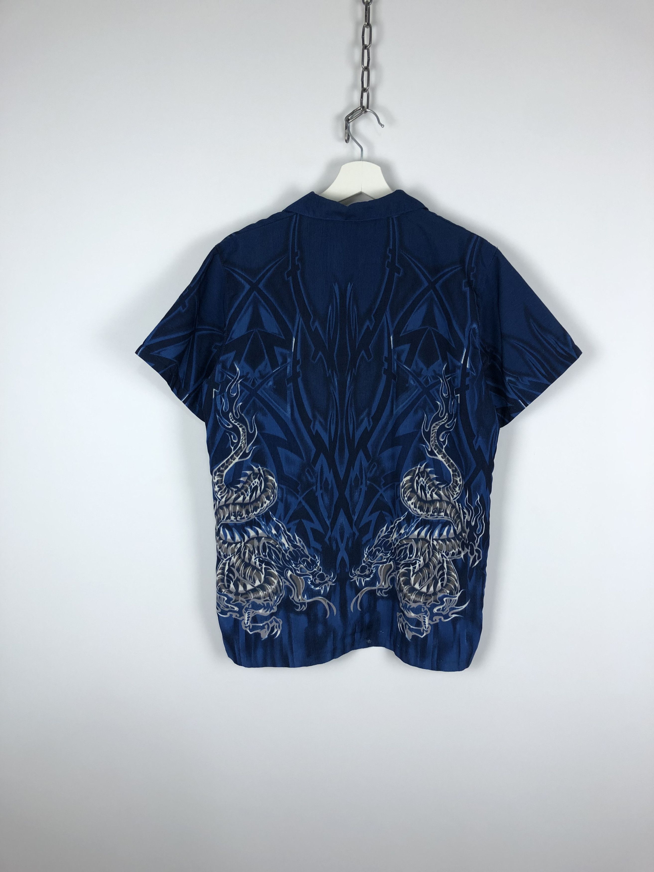 Vintage Vintage Dragon Flame Shirt Ornament Fullprint Navy size S Size US S / EU 44-46 / 1 - 6 Thumbnail
