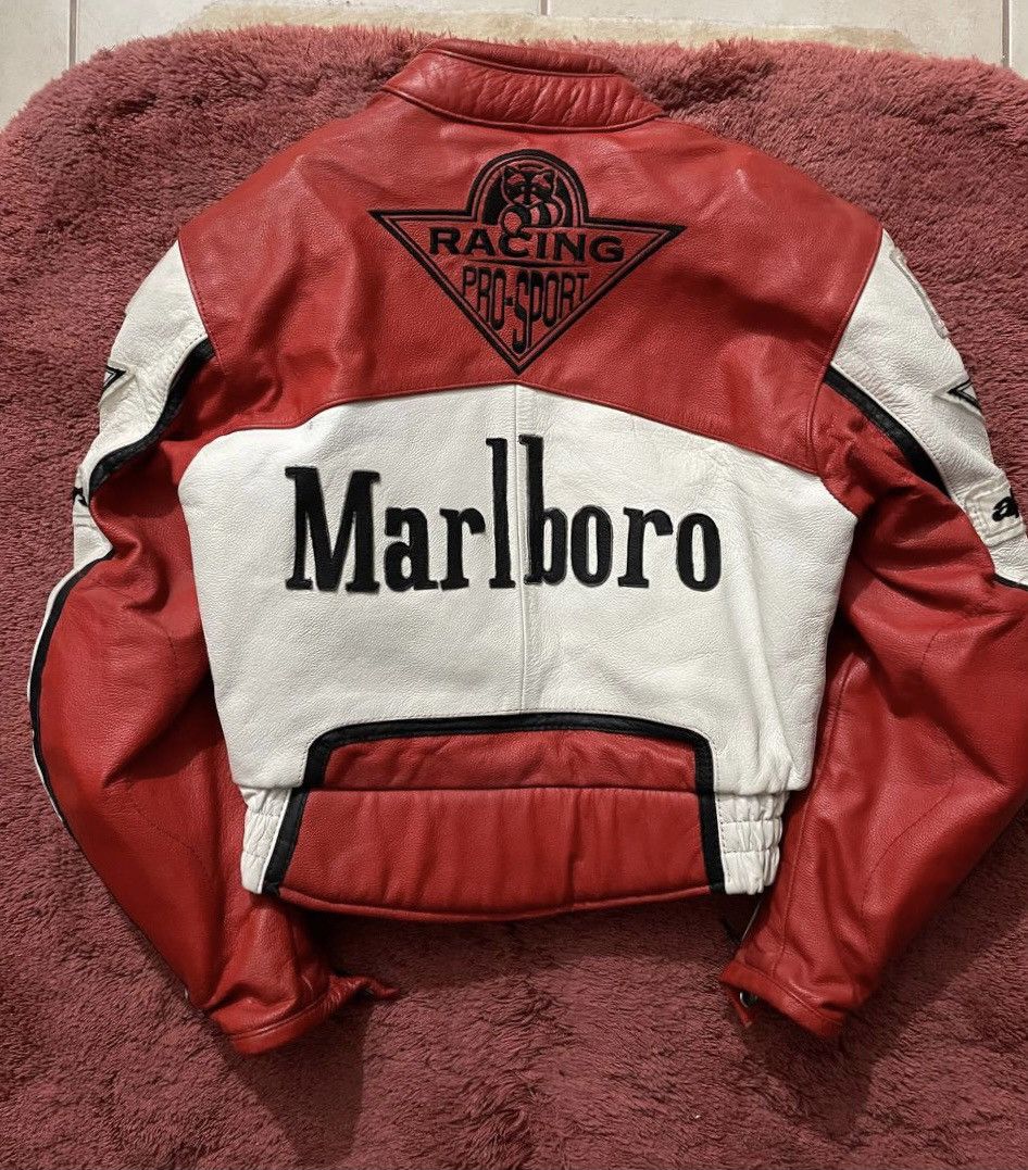 YAMAHA Marlboro Jacket Leather Rider Red Size M Vintage