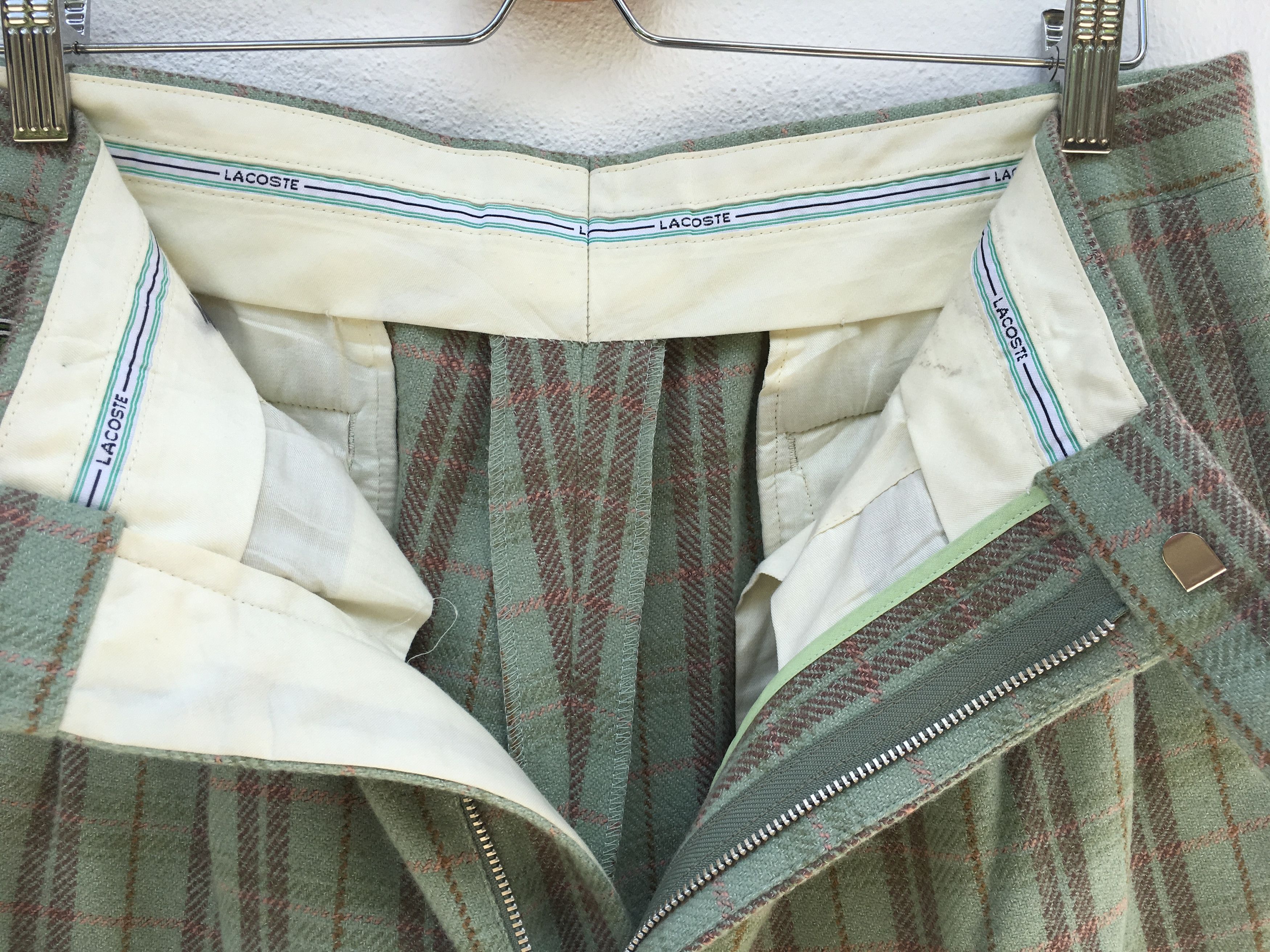 Lacoste Vintage 80s Tartan Casual Pants Chemise Lacoste Size US 33 - 13 Thumbnail