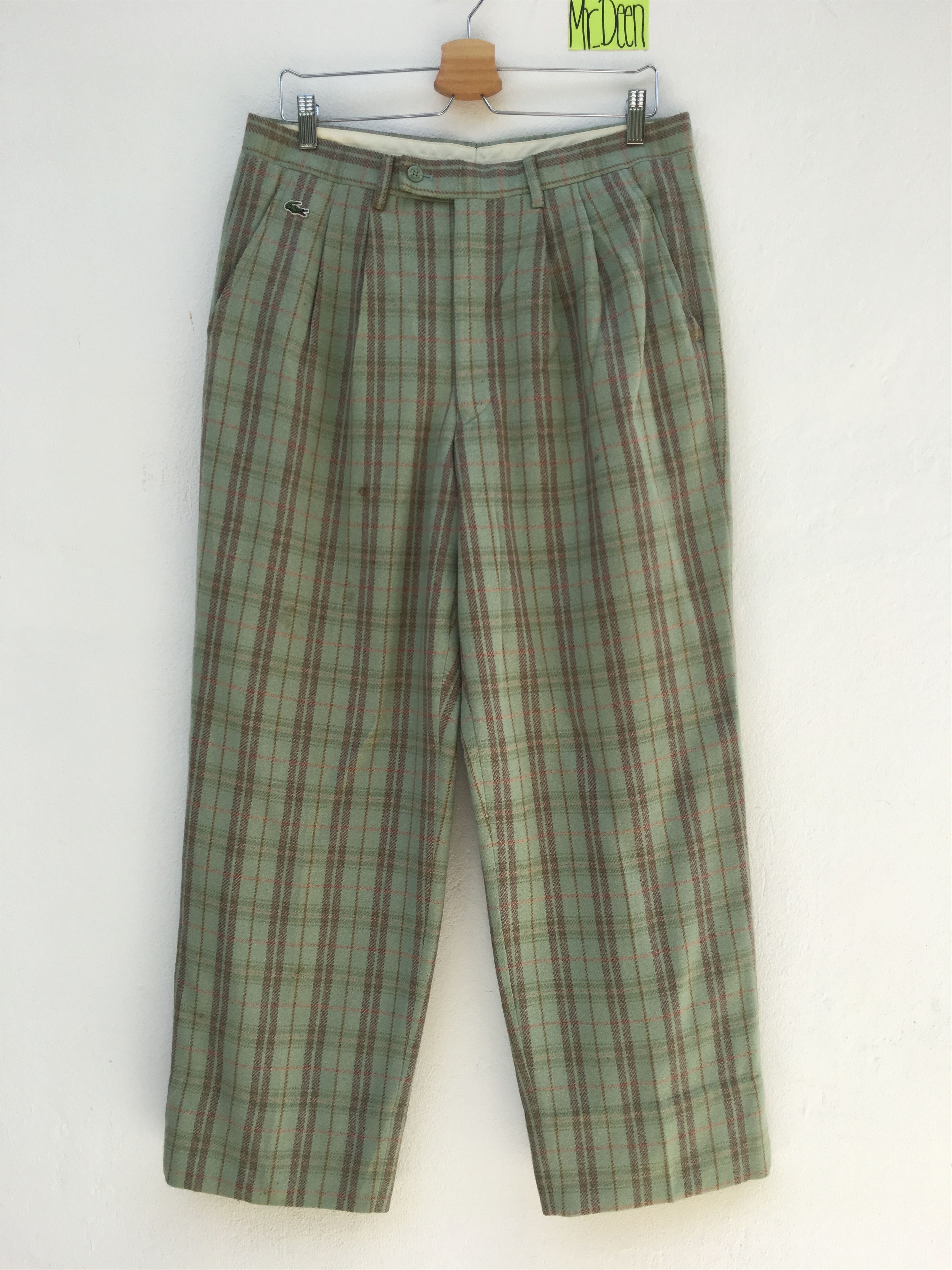 image of 80's Tartan Casual Pants Chemise Lacoste in Green, Men's (Size 33)