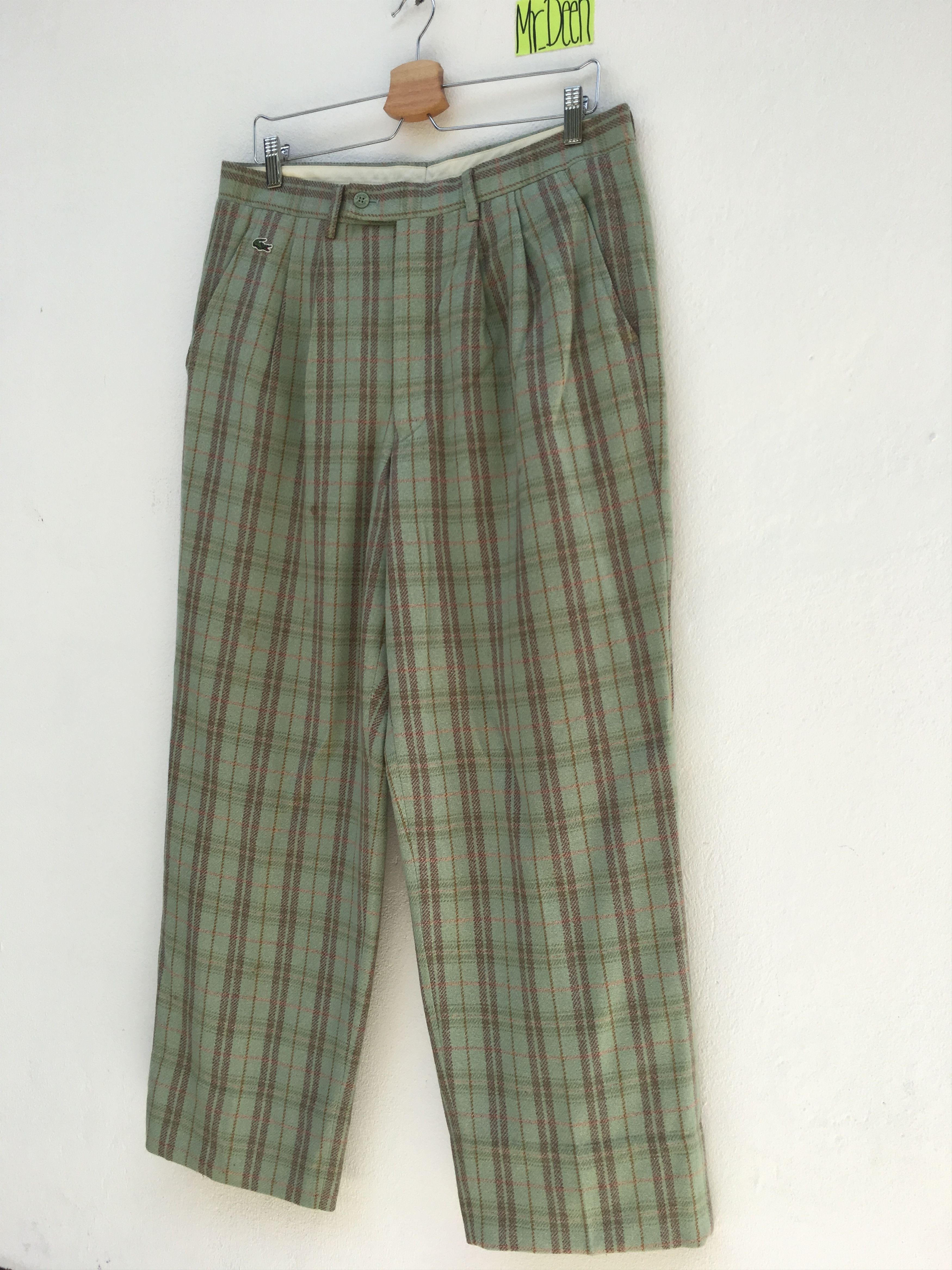 Lacoste Vintage 80s Tartan Casual Pants Chemise Lacoste Size US 33 - 2 Thumbnail
