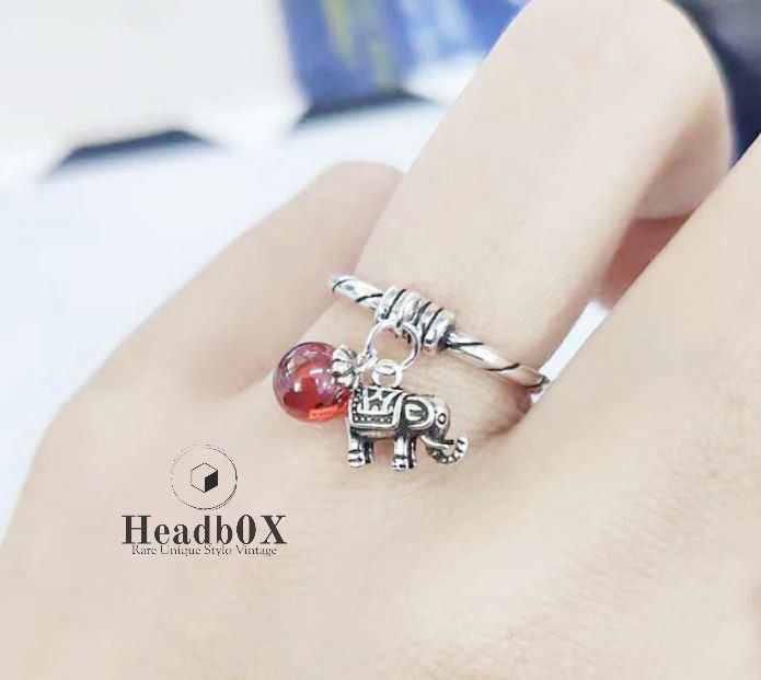 Japanese Brand Vintage Red Stone Elephant Ring Size ONE SIZE - 1 Thumbnail