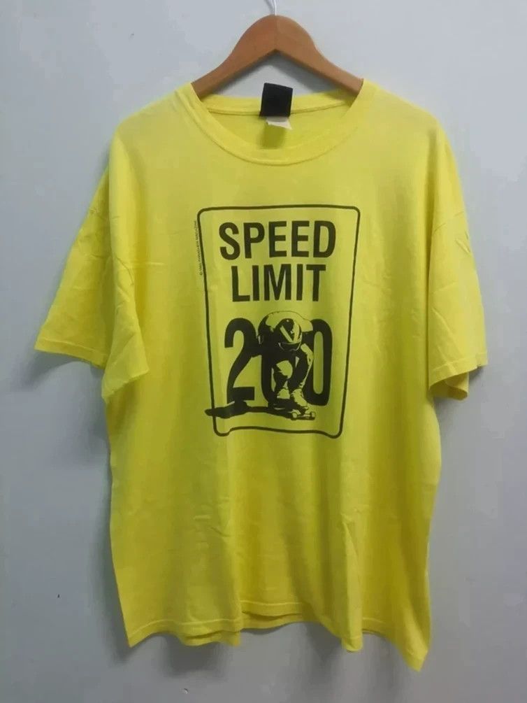 image of Hook Ups x Thrasher Vintage Thrasher Magazine Skateboard T Shirt Speed Limit in Yellow (Size XL)