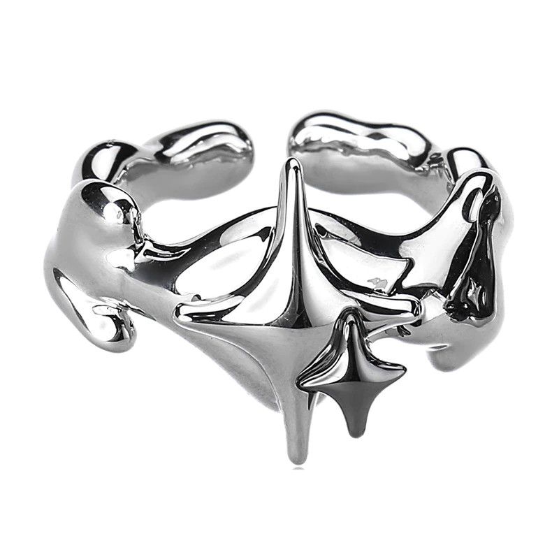 Jewelry 2pcs Stars Irregular Punk Ring Size ONE SIZE - 4 Thumbnail
