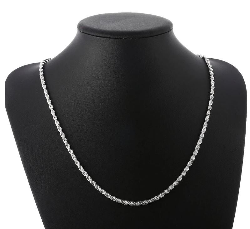 Jewelry 4MM Chain Twisted Rope Necklace Bracelet Size ONE SIZE - 2 Thumbnail