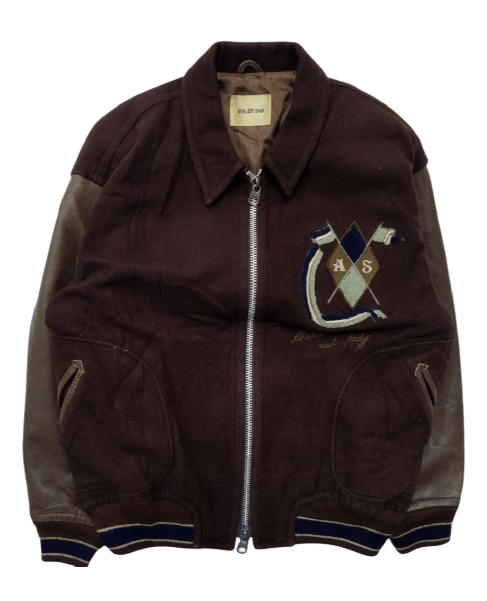 Japanese Brand Atelier Sab Japan Wool + Leather Varsity Jacket Size US L / EU 52-54 / 3 - 2 Thumbnail