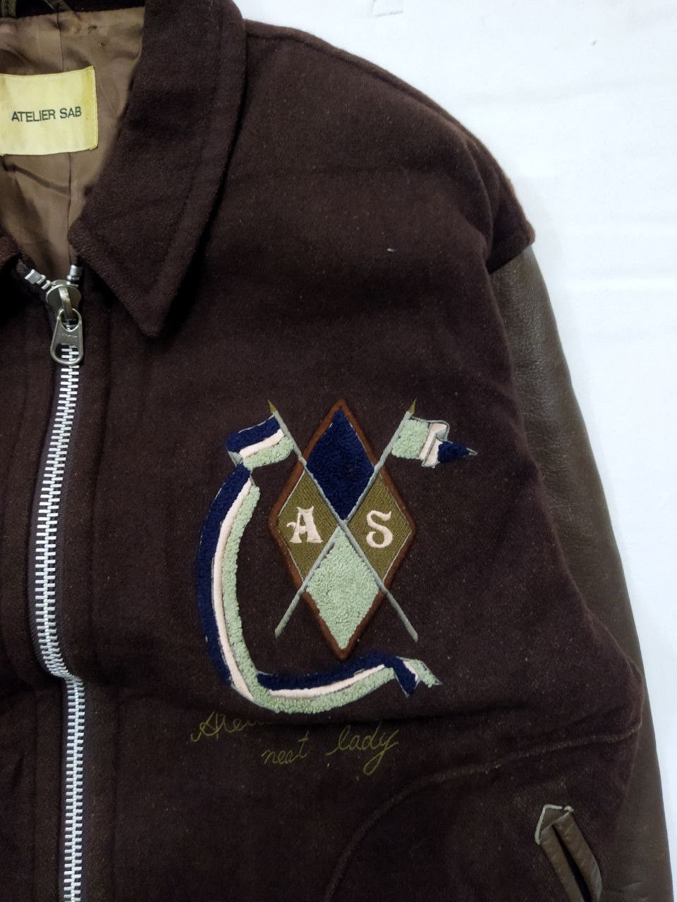 Japanese Brand Atelier Sab Japan Wool + Leather Varsity Jacket Size US L / EU 52-54 / 3 - 4 Thumbnail