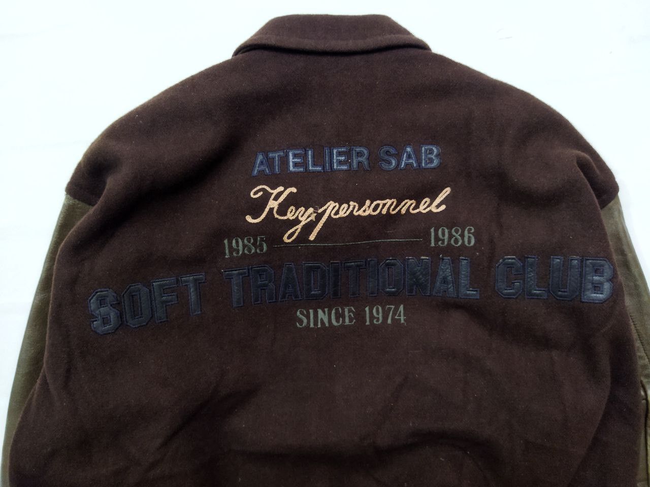 Japanese Brand Atelier Sab Japan Wool + Leather Varsity Jacket Size US L / EU 52-54 / 3 - 10 Thumbnail