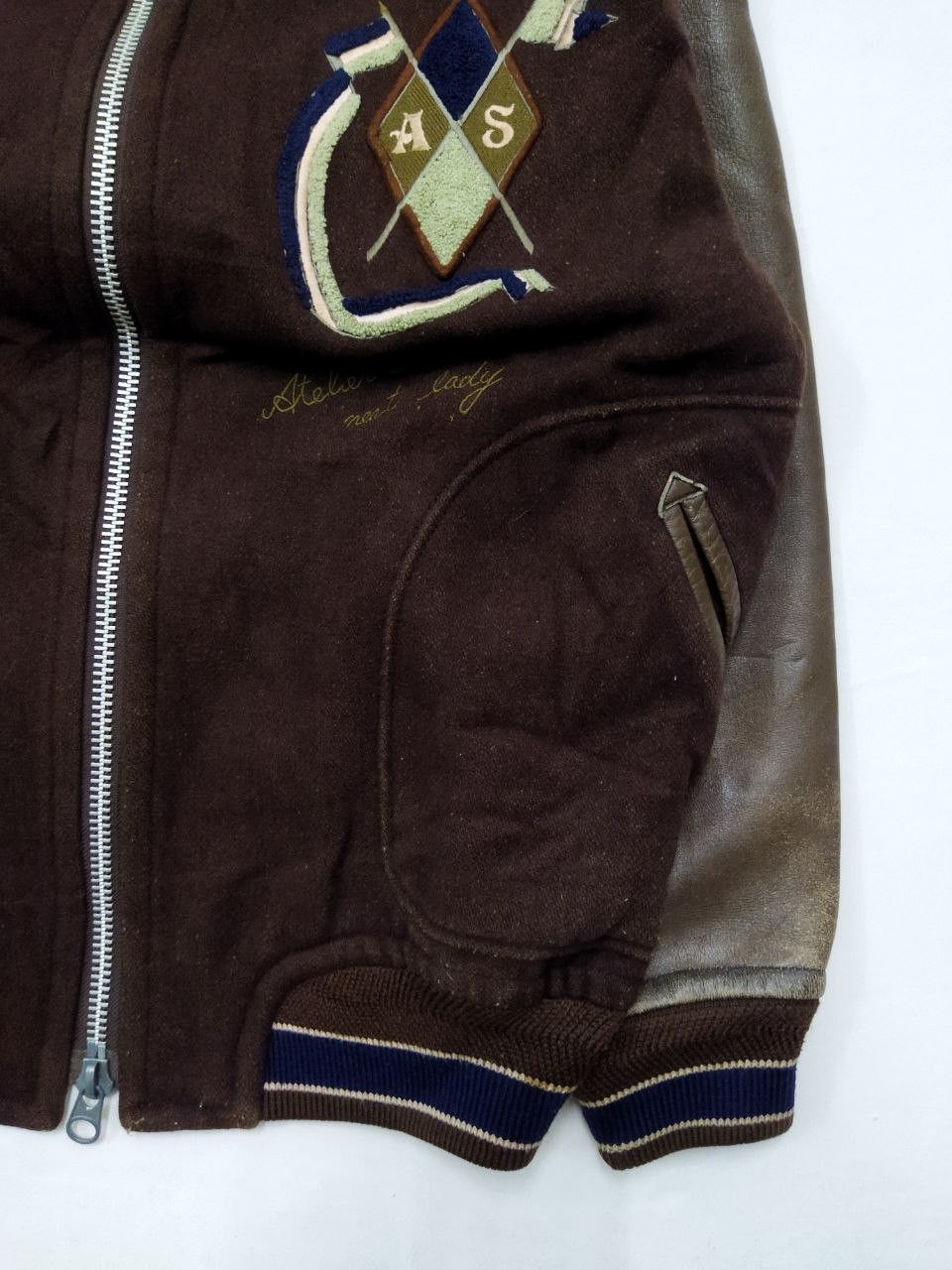 Japanese Brand Atelier Sab Japan Wool + Leather Varsity Jacket Size US L / EU 52-54 / 3 - 7 Thumbnail