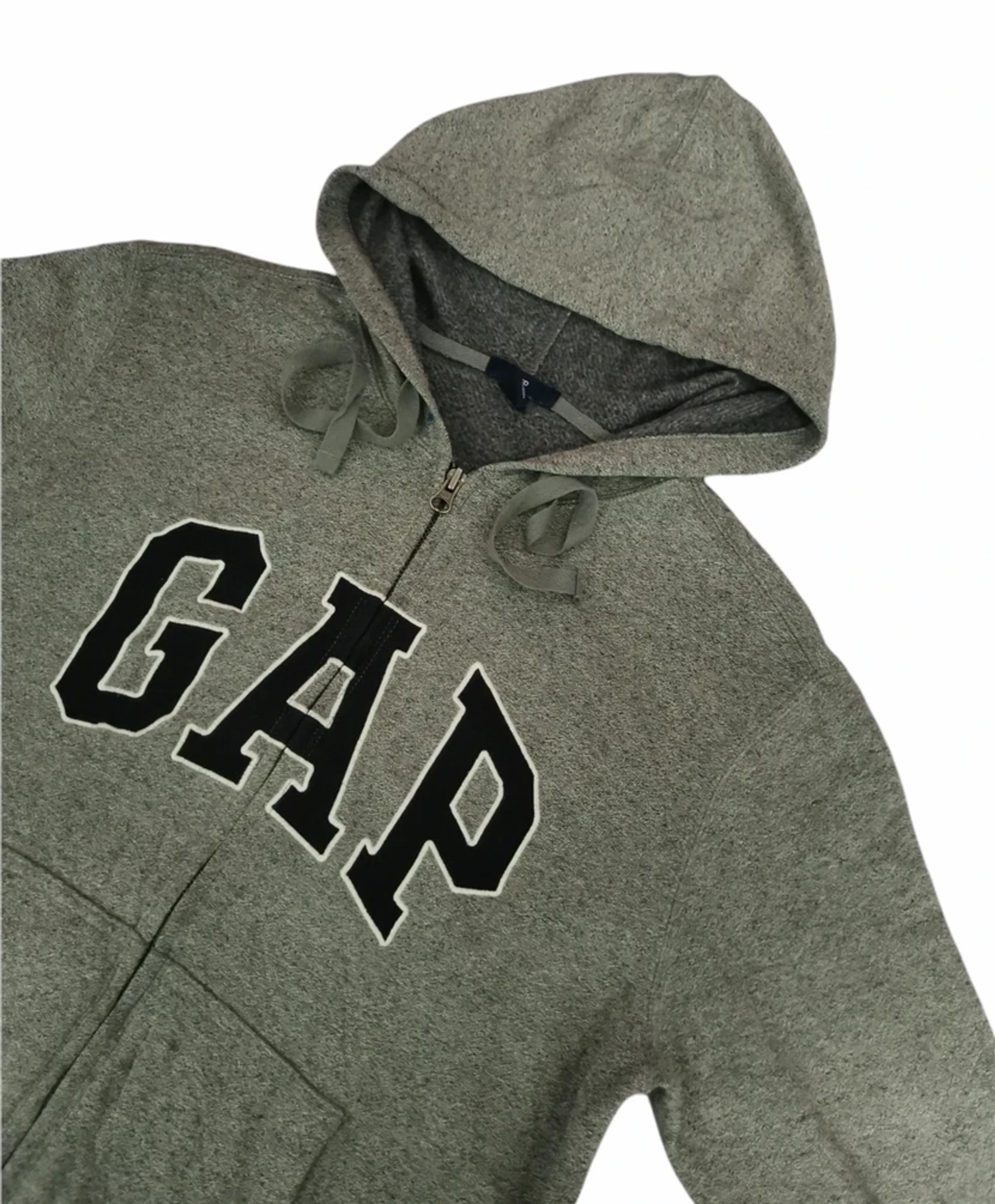 image of Gap Zip Up Hoodie Spell Out Streetwear in Grey, Men's (Size Small)