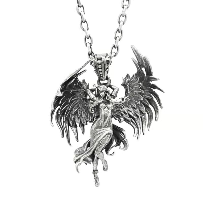 Vintage Evil Angel Wings Goddess Pendant Necklace Size ONE SIZE - 1 Thumbnail