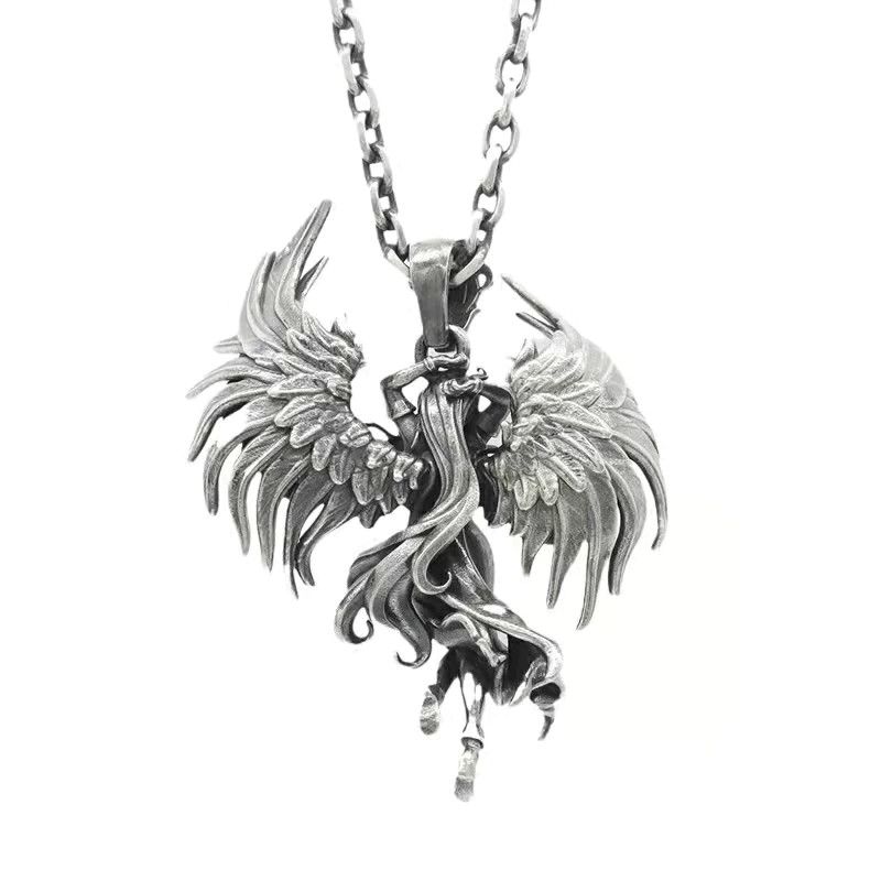 Vintage Evil Angel Wings Goddess Pendant Necklace Size ONE SIZE - 4 Thumbnail
