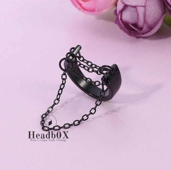 Jewelry Black Color Chain Ring Size ONE SIZE - 1 Thumbnail
