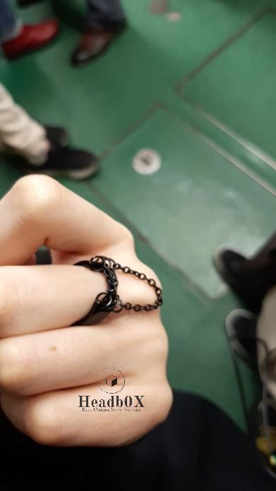 Jewelry Black Color Chain Ring Size ONE SIZE - 3 Thumbnail