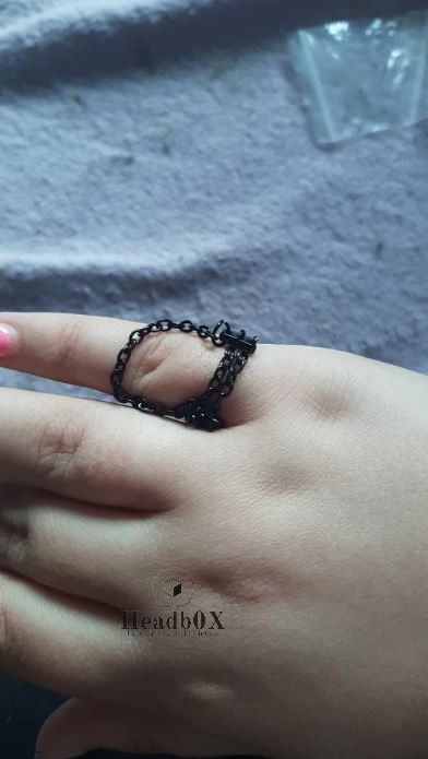 Jewelry Black Color Chain Ring Size ONE SIZE - 2 Thumbnail
