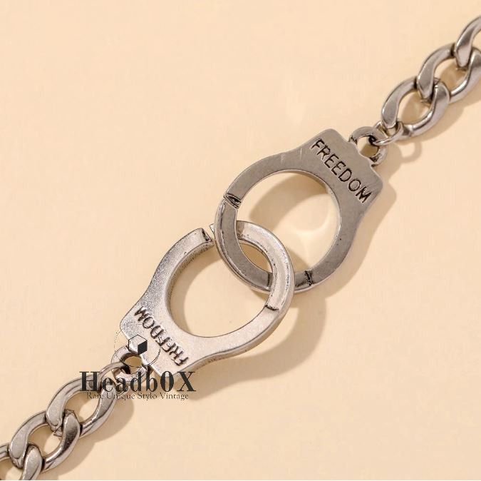 Vintage Handcuffs Lettering Freedom Bracelet Size ONE SIZE - 7 Thumbnail