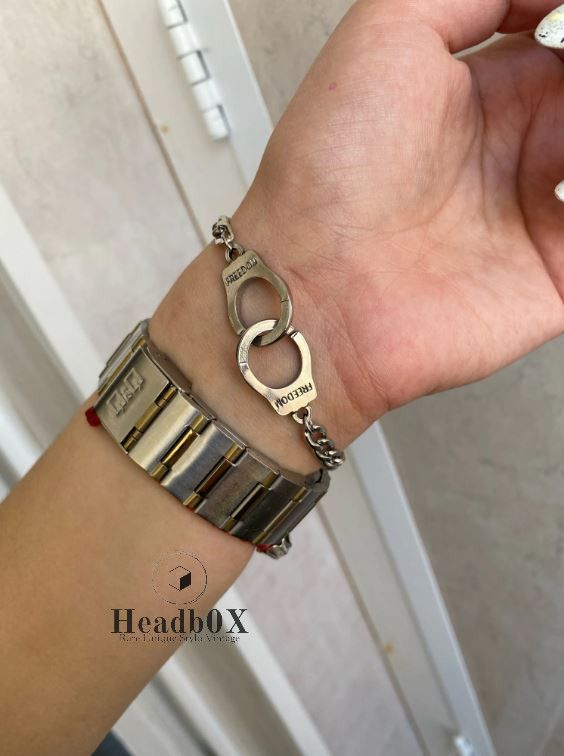 Vintage Handcuffs Lettering Freedom Bracelet Size ONE SIZE - 5 Thumbnail