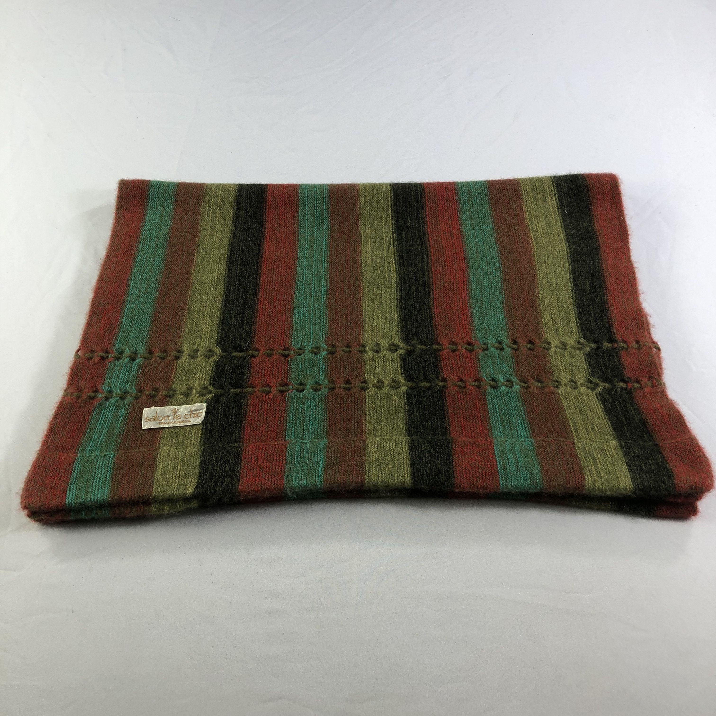 Vintage Salon de Chic Takashimaya Striped Angora Scarf Muffler V1492 Size ONE SIZE - 2 Thumbnail