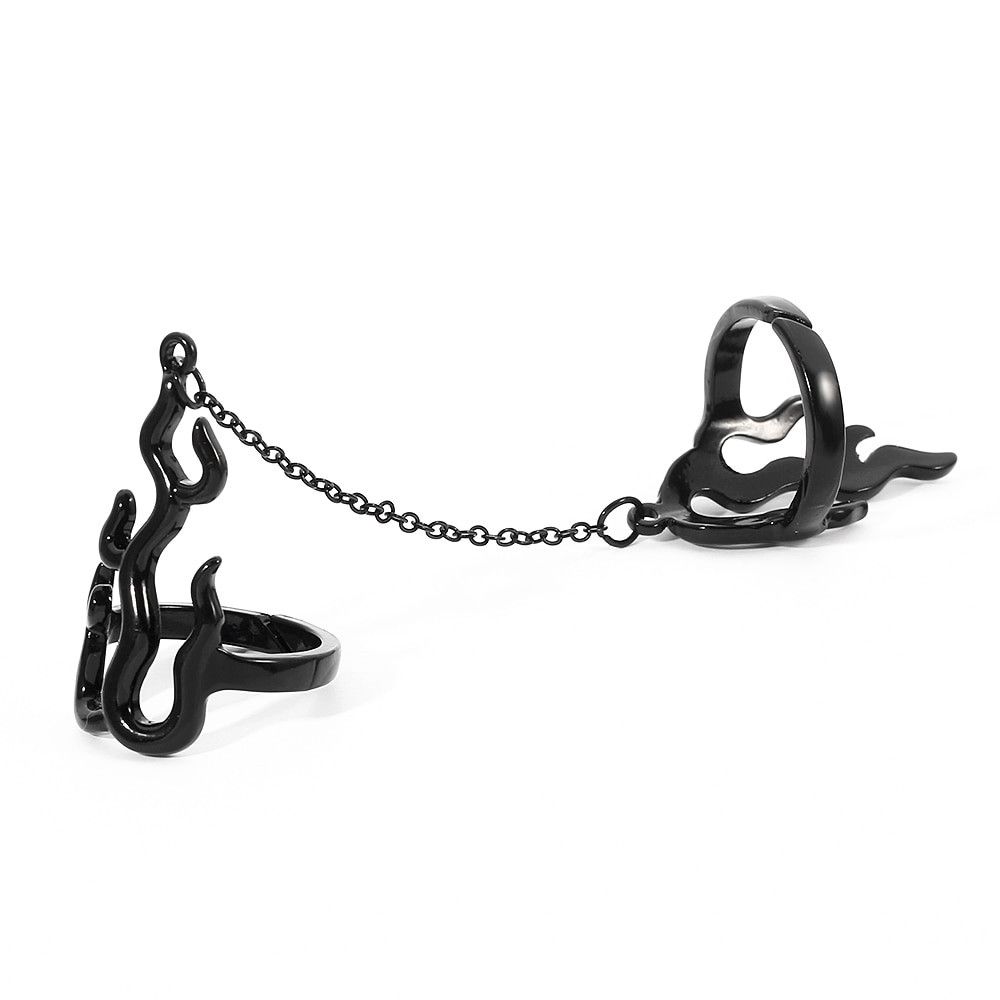 Jewelry Harajuku Style Fashion Flame Chain Rings Size ONE SIZE - 2 Thumbnail