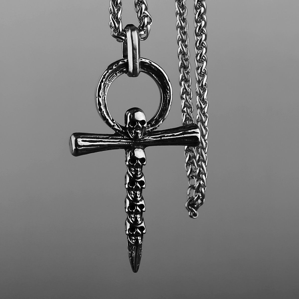 Japanese Brand New Retro Cross Skull Pendant Necklace Size ONE SIZE - 2 Thumbnail