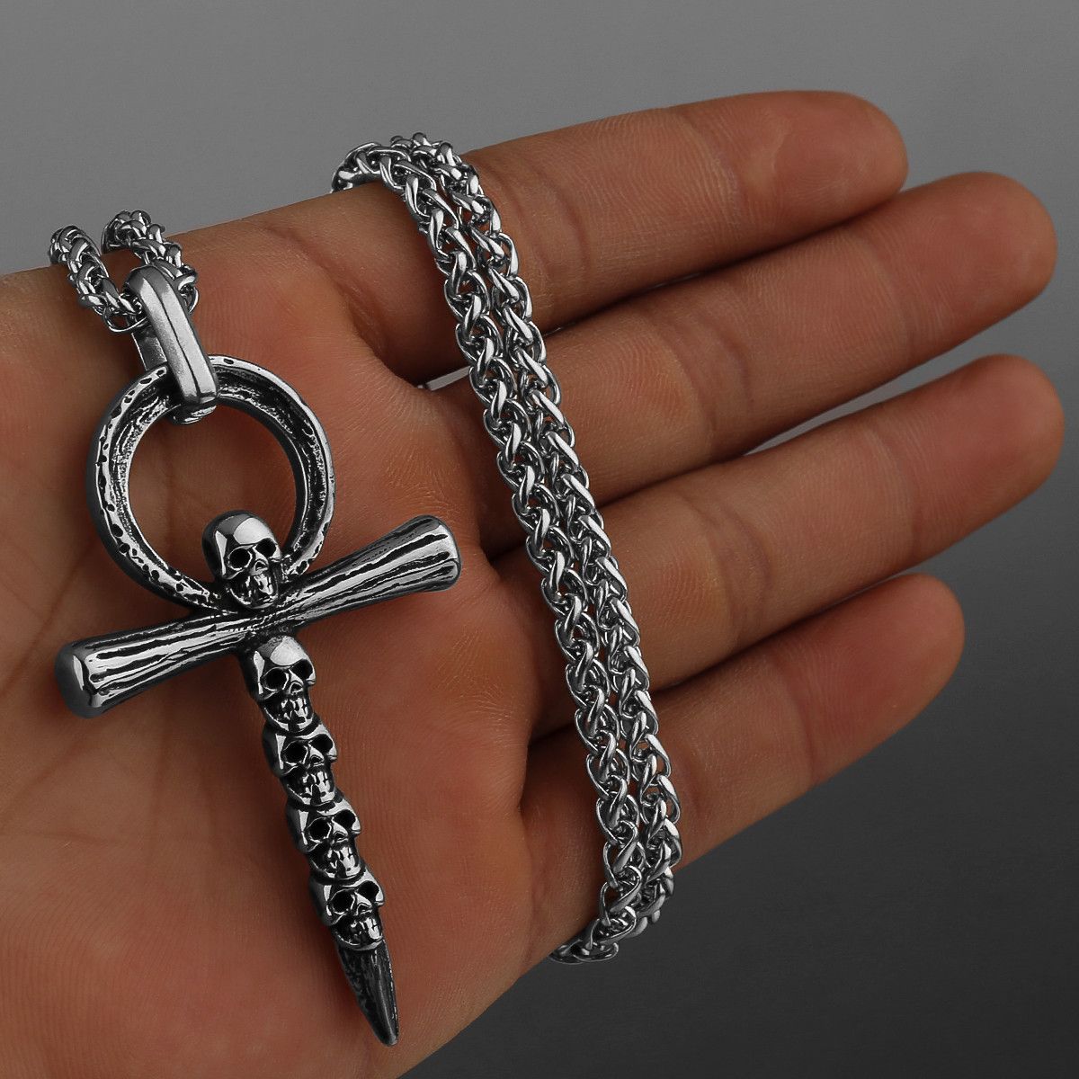 Japanese Brand New Retro Cross Skull Pendant Necklace Size ONE SIZE - 1 Thumbnail