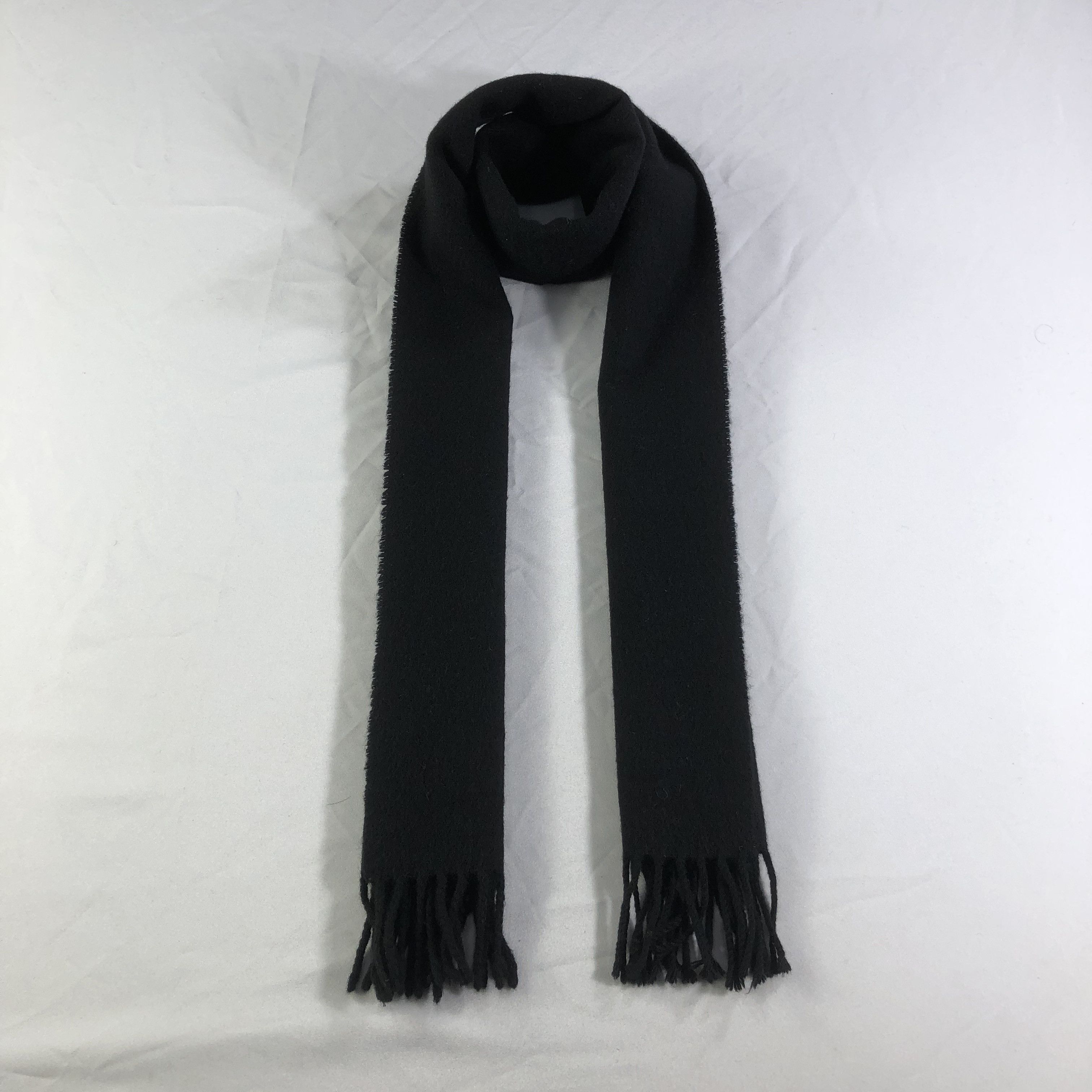 Polo Ralph Lauren Polo Ralph Lauren Plain Black Wool Scarf Muffler V1549 Size ONE SIZE - 1 Thumbnail