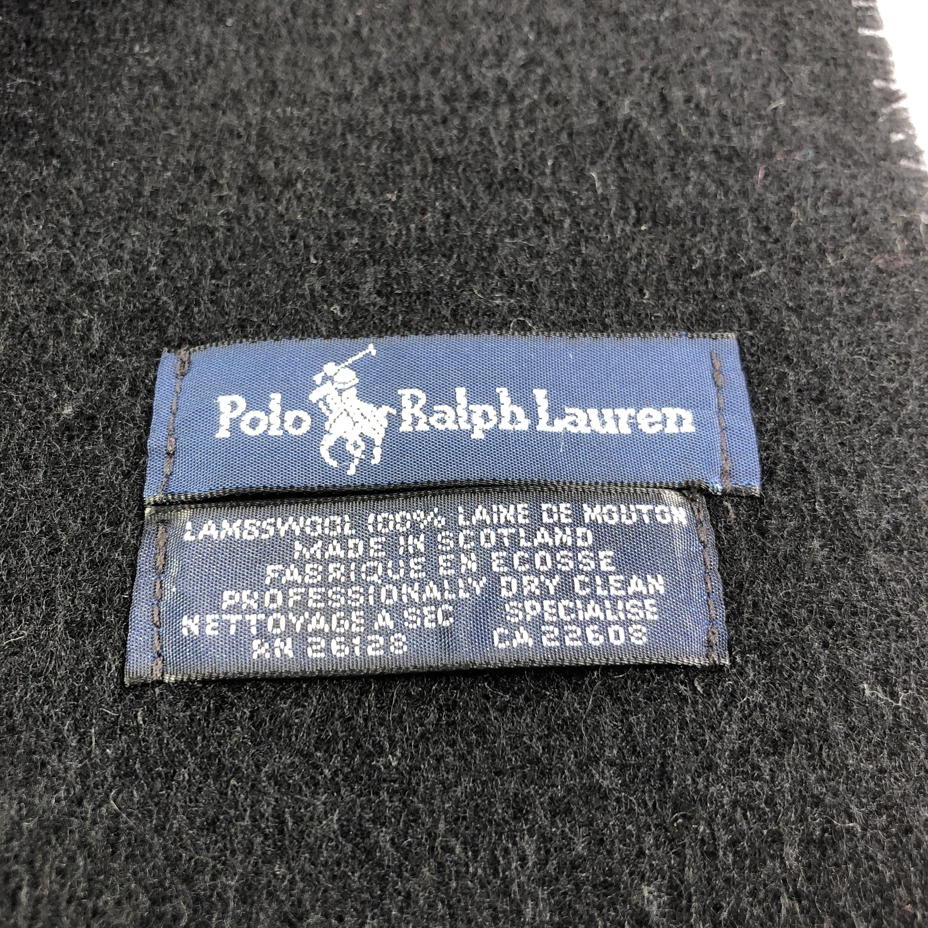 Polo Ralph Lauren Polo Ralph Lauren Plain Black Wool Scarf Muffler V1549 Size ONE SIZE - 5 Thumbnail