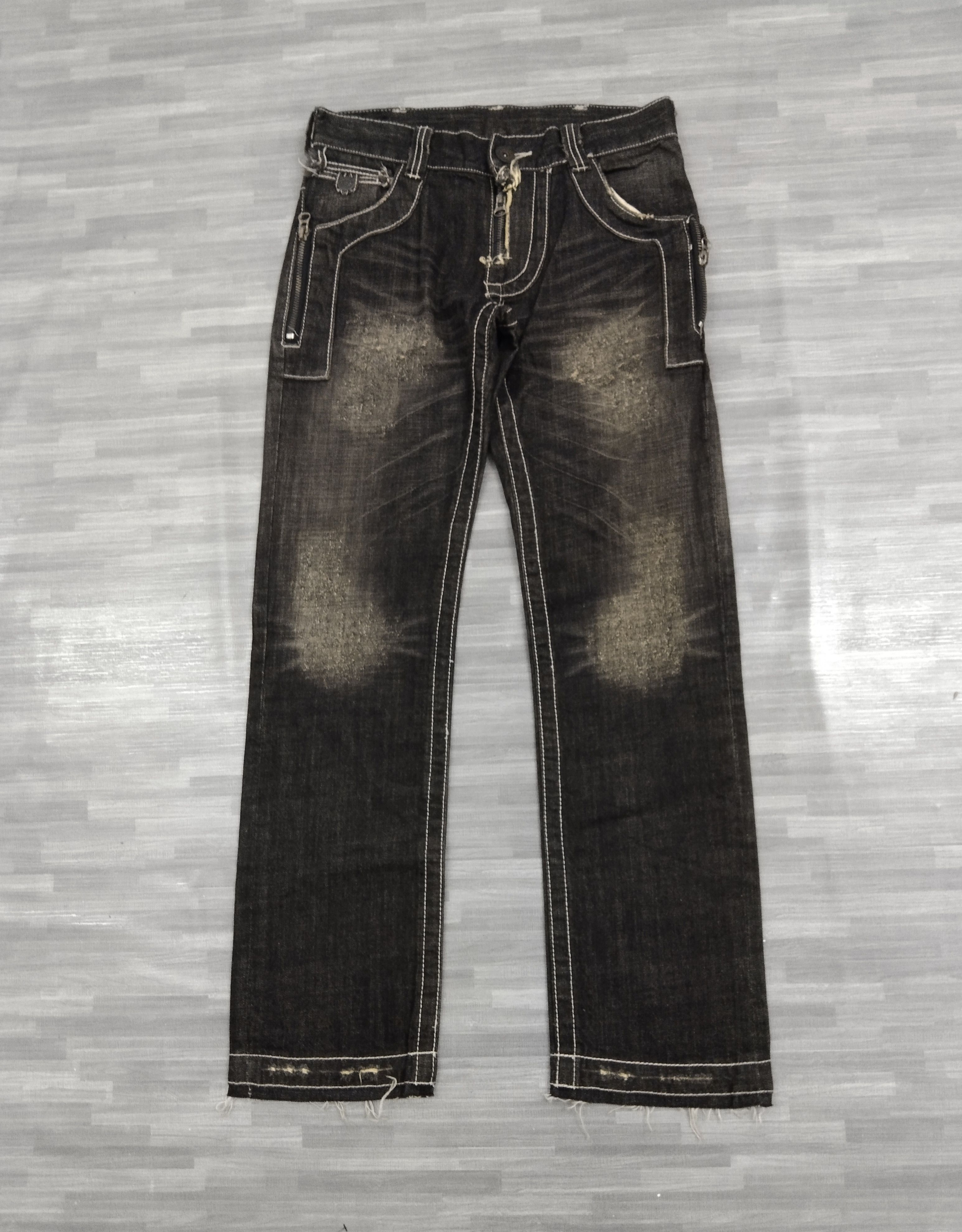 Japanese Brand SUPER SICK WASHED BLACK TRIM CO,LTD. DENIM PANTS Size US 30 / EU 46 - 2 Thumbnail