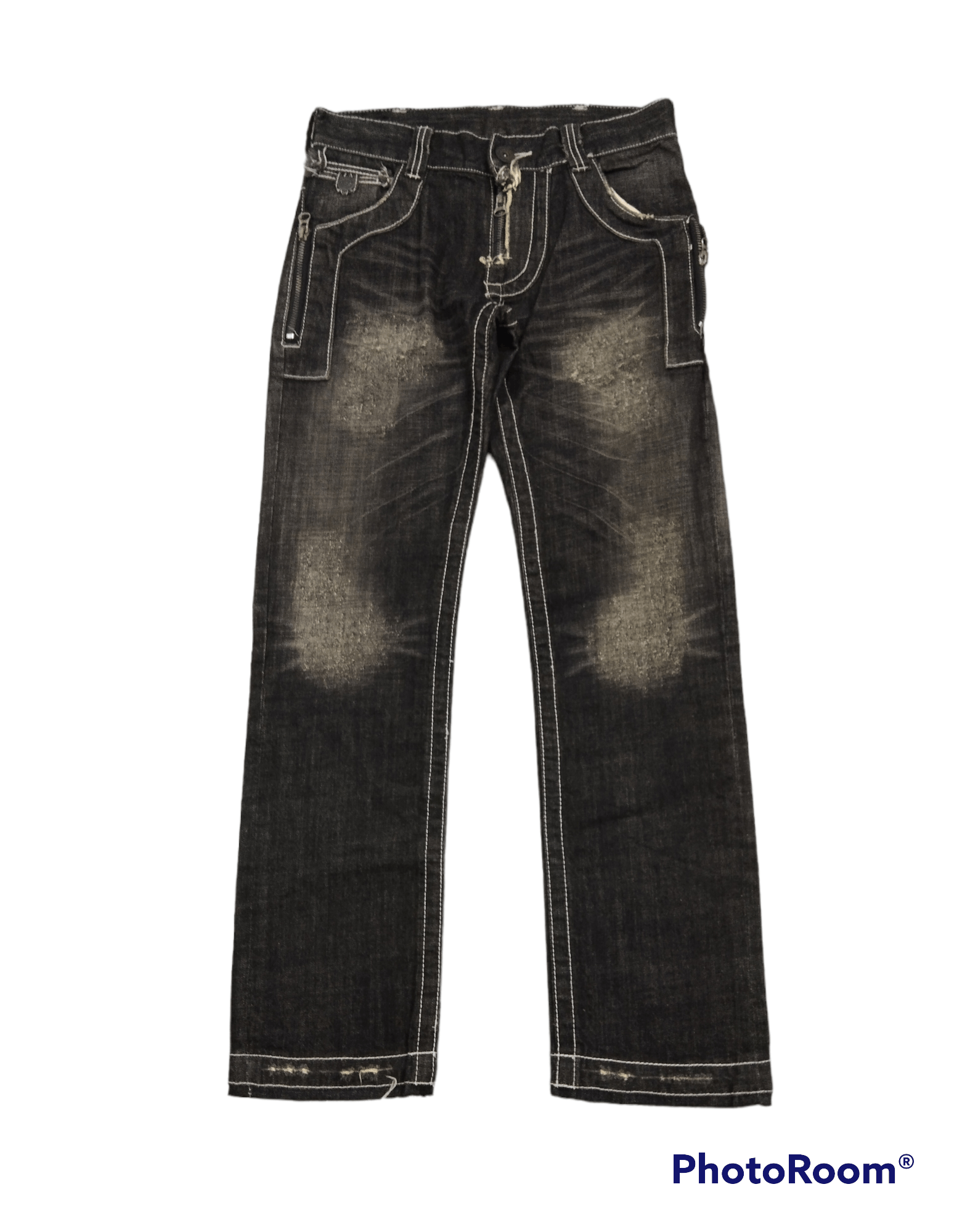 Japanese Brand SUPER SICK WASHED BLACK TRIM CO,LTD. DENIM PANTS Size US 30 / EU 46 - 1 Thumbnail