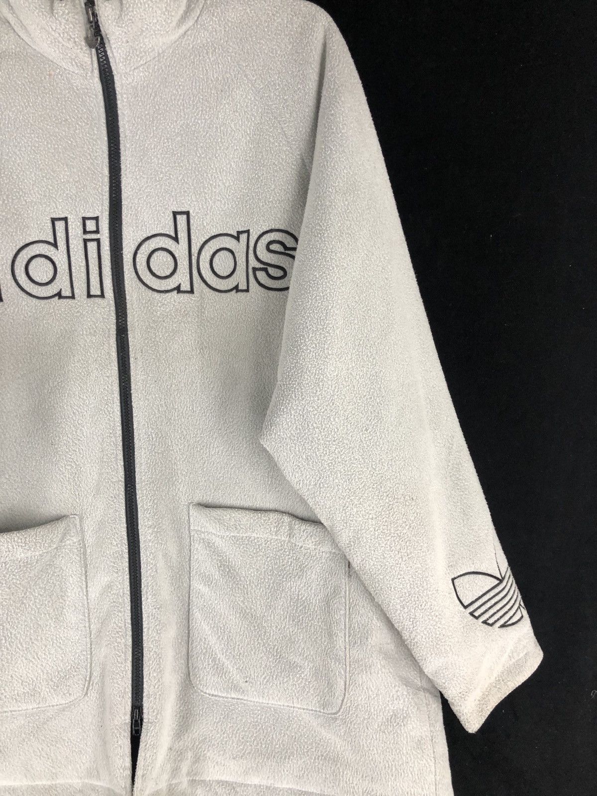 Adidas × Vintage 90s Vintage Adidas Fleece Big Logo Zip Pullover Sweatshirt Size US XL / EU 56 / 4 - 4 Thumbnail