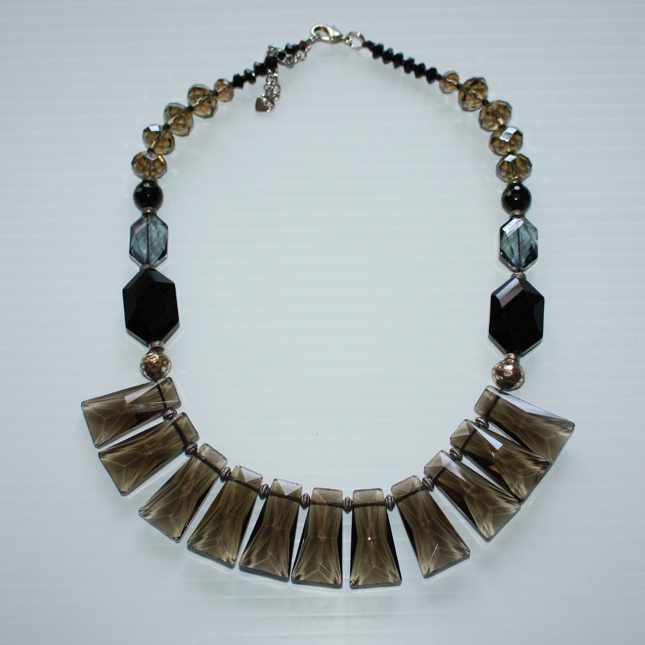 Nakamol Smoky Quartz and Brown Crystal Beaded Square