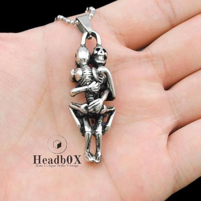 Jewelry Double Skull Pendant Necklace Size ONE SIZE - 2 Thumbnail