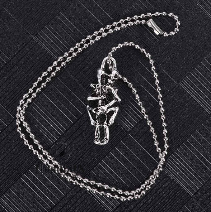 Jewelry Double Skull Pendant Necklace Size ONE SIZE - 4 Thumbnail