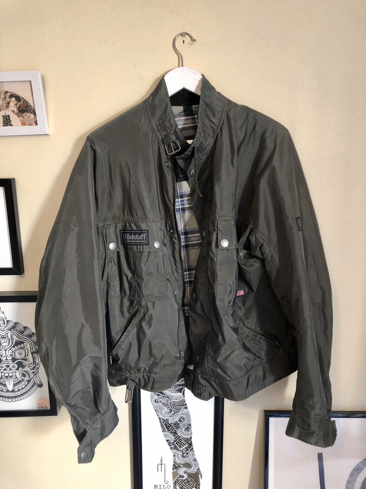 Belstaff nylon motorcycle bomber boxy reflective jacket