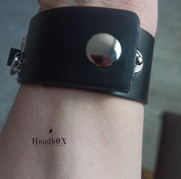 Leather Bullet Shape Chain Link Leather Bracelet Size ONE SIZE - 6 Thumbnail