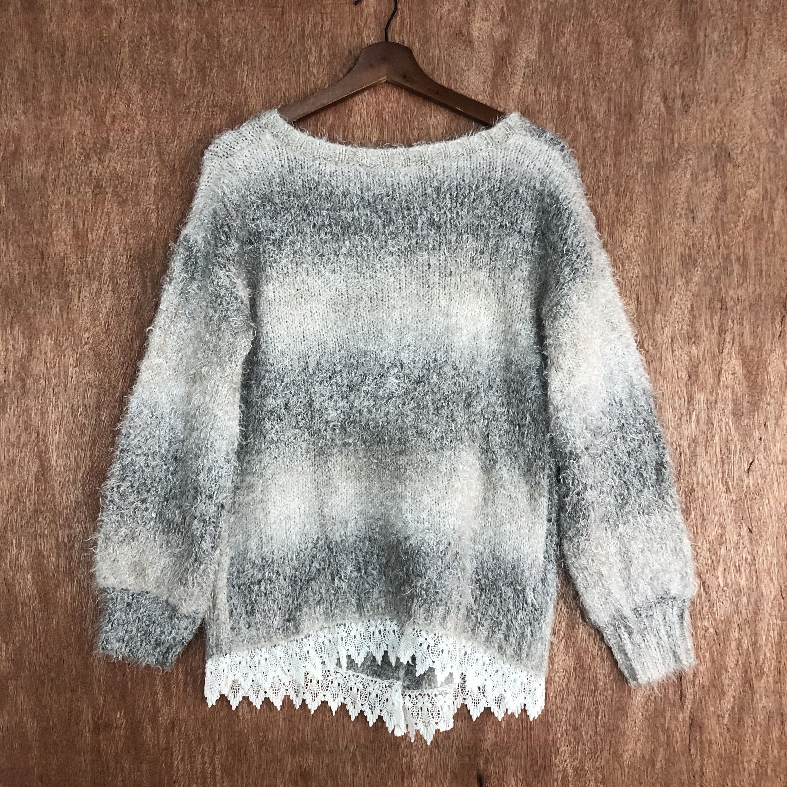 Homespun Knitwear × Japanese Brand DLL Ciqueto Ikka Grey Mohair Shag Shaggy Knitwear #c531 Size US M / EU 48-50 / 2 - 8 Thumbnail