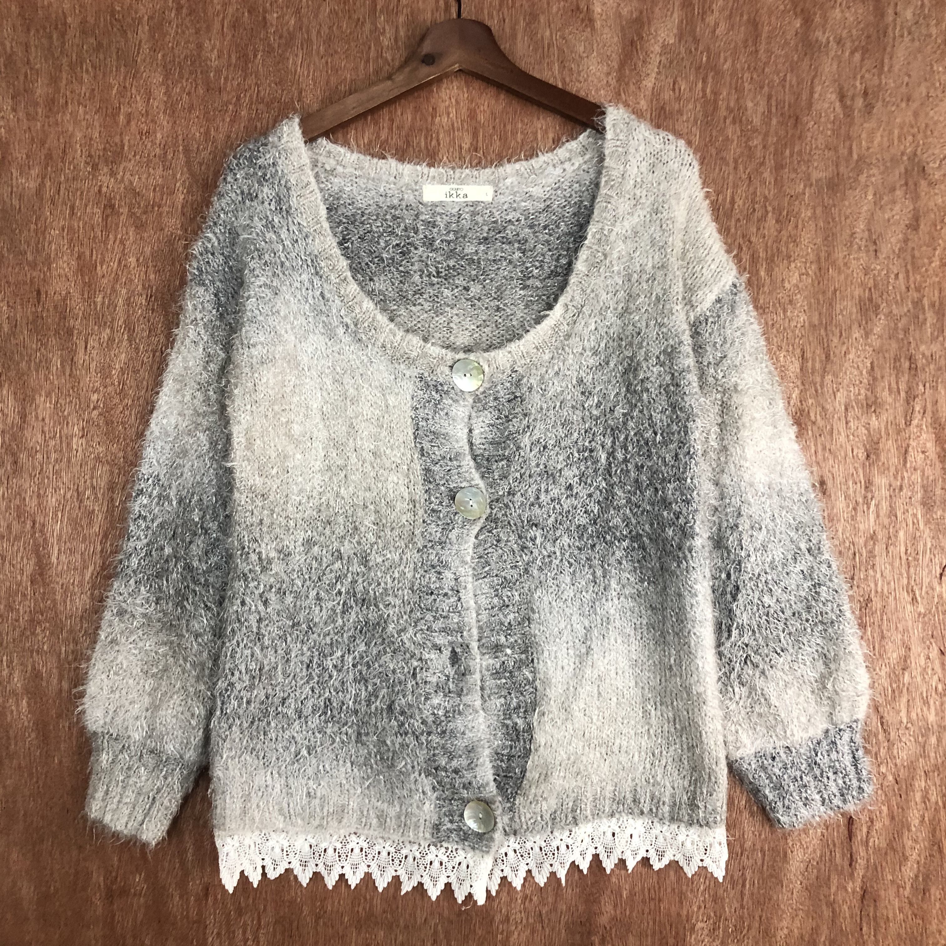 Homespun Knitwear × Japanese Brand DLL Ciqueto Ikka Grey Mohair Shag Shaggy Knitwear #c531 Size US M / EU 48-50 / 2 - 3 Thumbnail