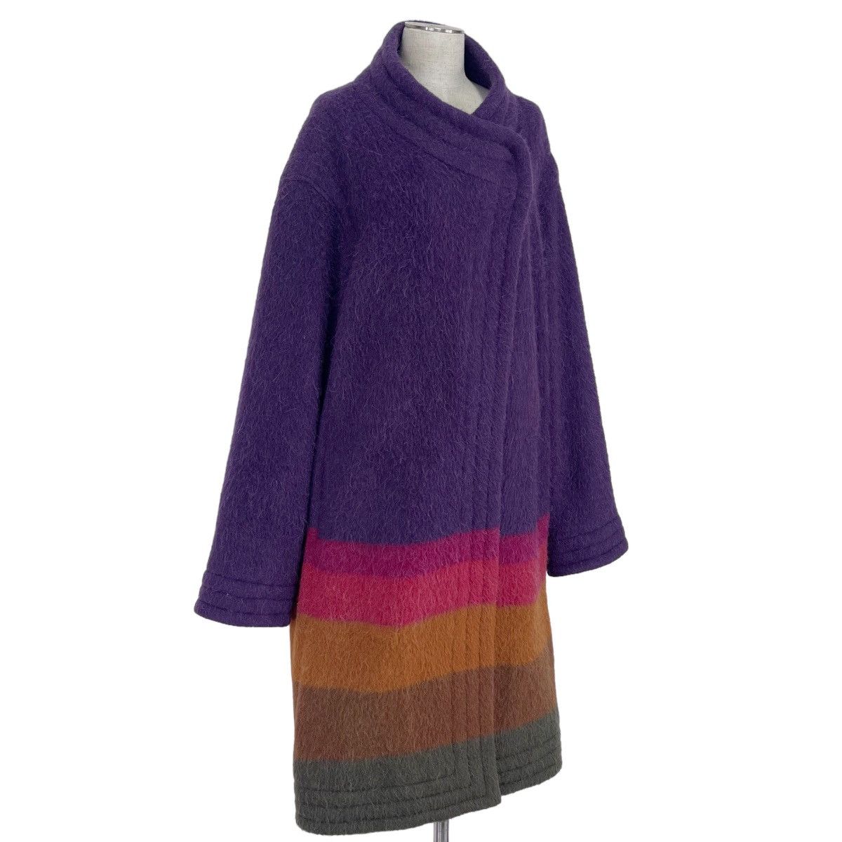 Issey Miyake 80’s Alpaca Mohair Colourblock Coat Size US M / EU 48-50 / 2 - 5 Thumbnail