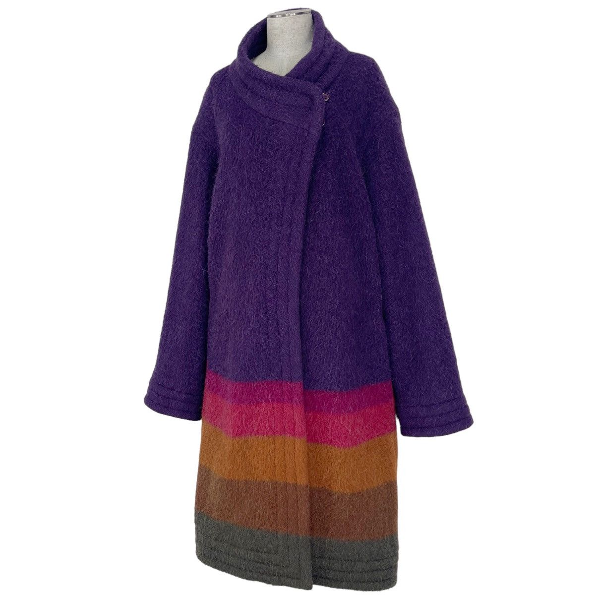 Issey Miyake 80’s Alpaca Mohair Colourblock Coat Size US M / EU 48-50 / 2 - 2 Thumbnail